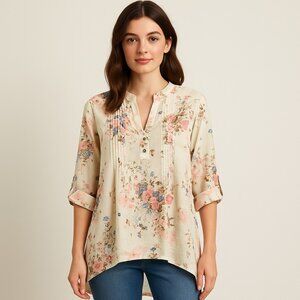 Eden & Olivia  Boho Chic Cottagecore High-Low Tunic Blouse Size XL